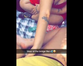 Playing with her Pussy at a Public Bridge