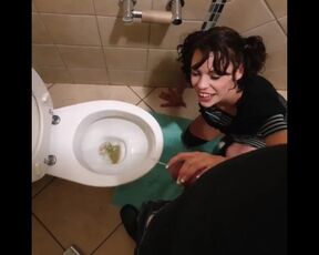 Petite Pigtail Girls taking her Master for a Piss