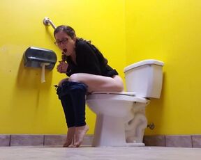 Barefoot Public Toilet Piss