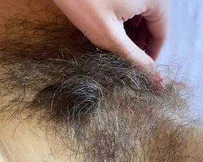 Closeup big clit hairy pussy