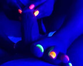 Neon Black Light Nails with Cumshot - Part 2