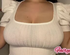 White see through blouse teasing with my nipples