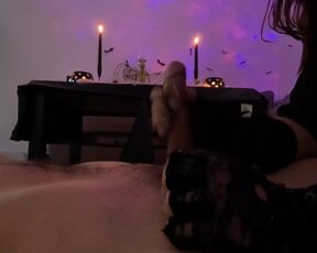 Witch gives a handjob with lace gloves - close-up (full video on my vanilla site)