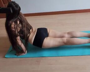 Sexy horny girl doing yoga