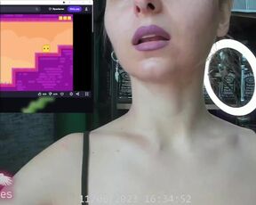 Sexy horny girl playing video game