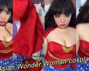 Natural big tits Asian collegegirl cosplay wonder woman