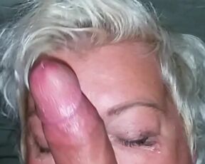 Blonde German BBW Gets Facial After Blowjob