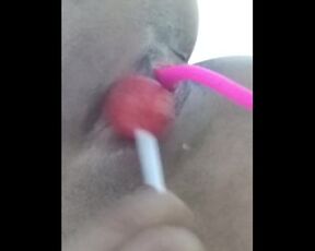 Hot Latin Teen doing a Sexy Striptease and Fucking her Pussy with Lollipop